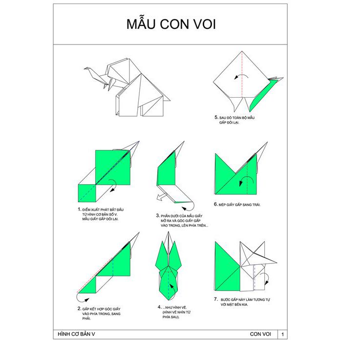  Gấp giấy hình con voi